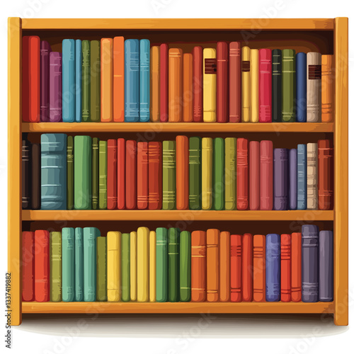 Colorful Bookshelf Background with Various Books for Creative Designs
