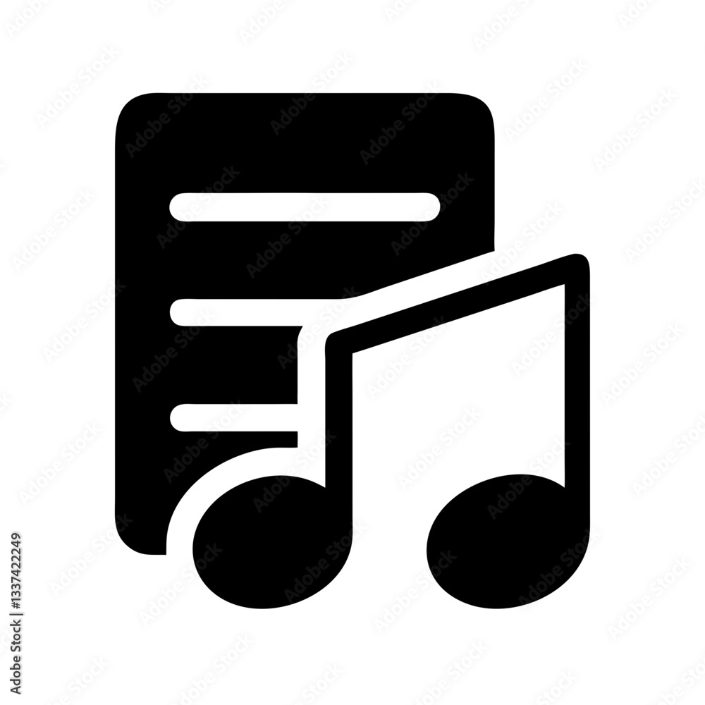 Music notes and sheet music icon in minimalistic style for digital and technological contexts in user interfaces and smart devices. Music notes and sheet music icon in minimalistic style for digital and technological contexts in user interfaces and smart devices.
