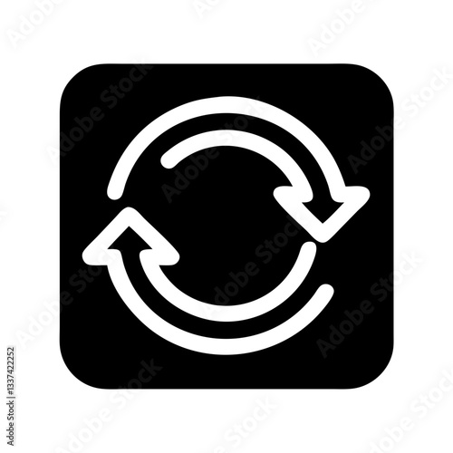 Circular arrows icon symbolizing refresh or update for digital and technological contexts in user interfaces and smart devices.
