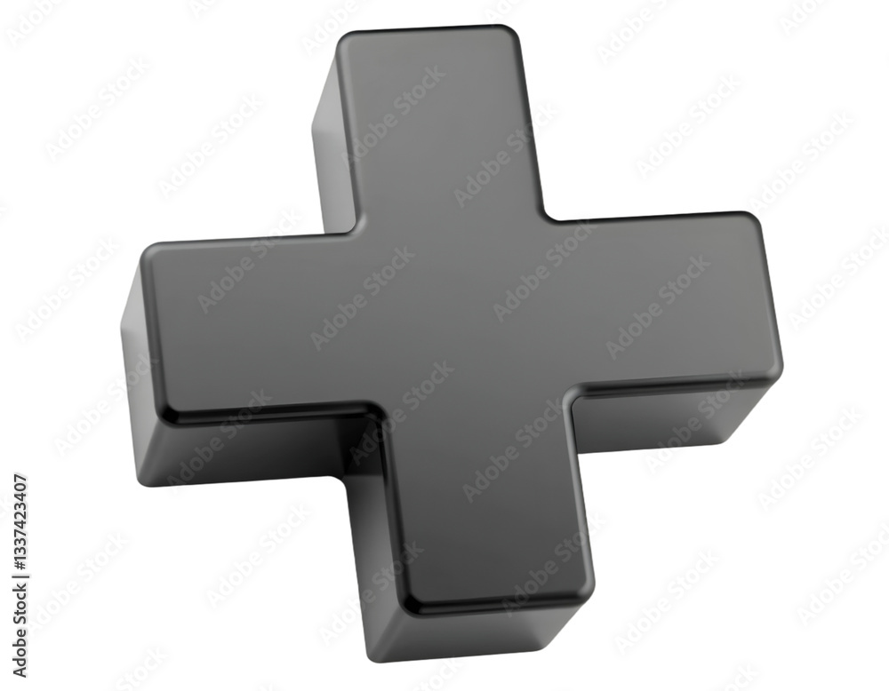 Black glossy plus sign on transparent background Black glossy plus sign on transparent background