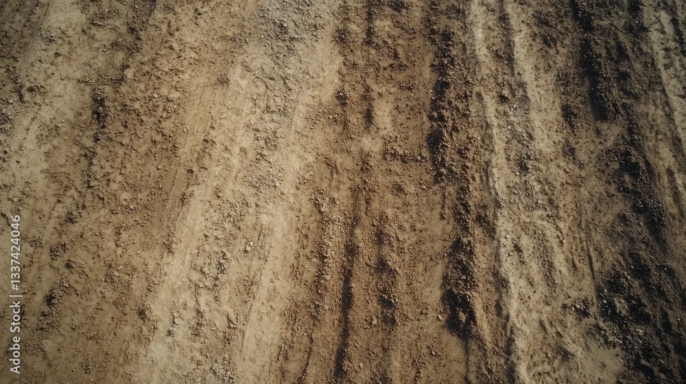 Aerial view of tire tracks on dry field, background blurred Aerial view of tire tracks on dry field, background blurred