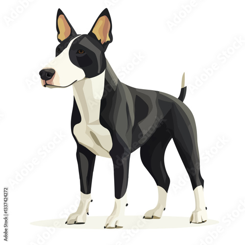 Bull Terrier Dog Full Body Vector Illustration