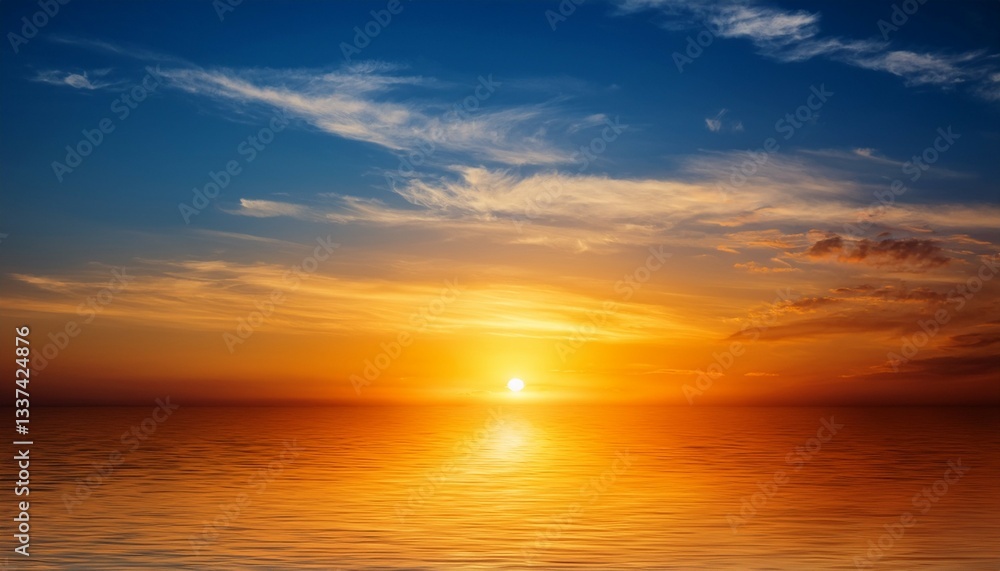 Fototapeta premium golden hour sky without sun evening sky with sunset orange sky background blue and orange color sky