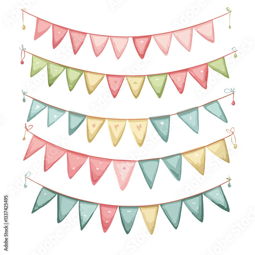 Colorful Bunting Flags Collection Hanging Garland Graphic