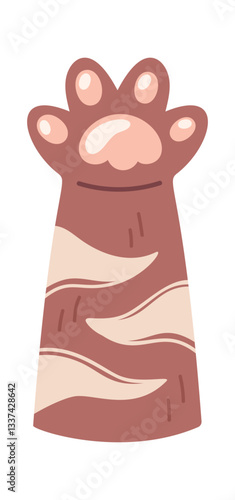 Comic feline hand raised upward