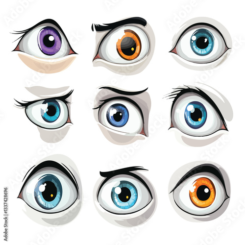 Funny 3D Cartoon Eyes with Various Expressions