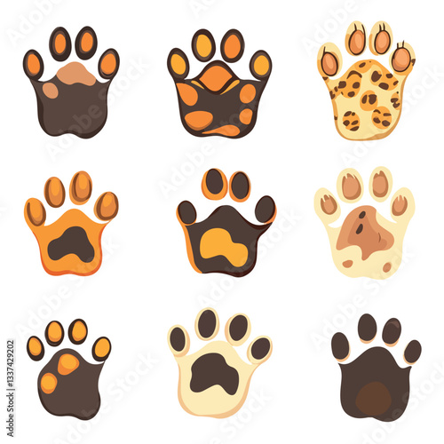 Cute Cartoon Cat Paws with Various Sweet Kitty Feet