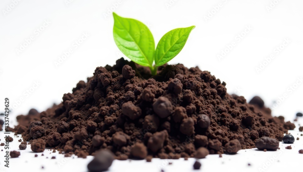 Lump of fertile topsoil against white backdrop , farming, white Lump of fertile topsoil against white backdrop , farming, white