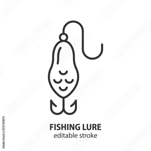 Fishing lure line icon. Editable stroke. Vector illustration.