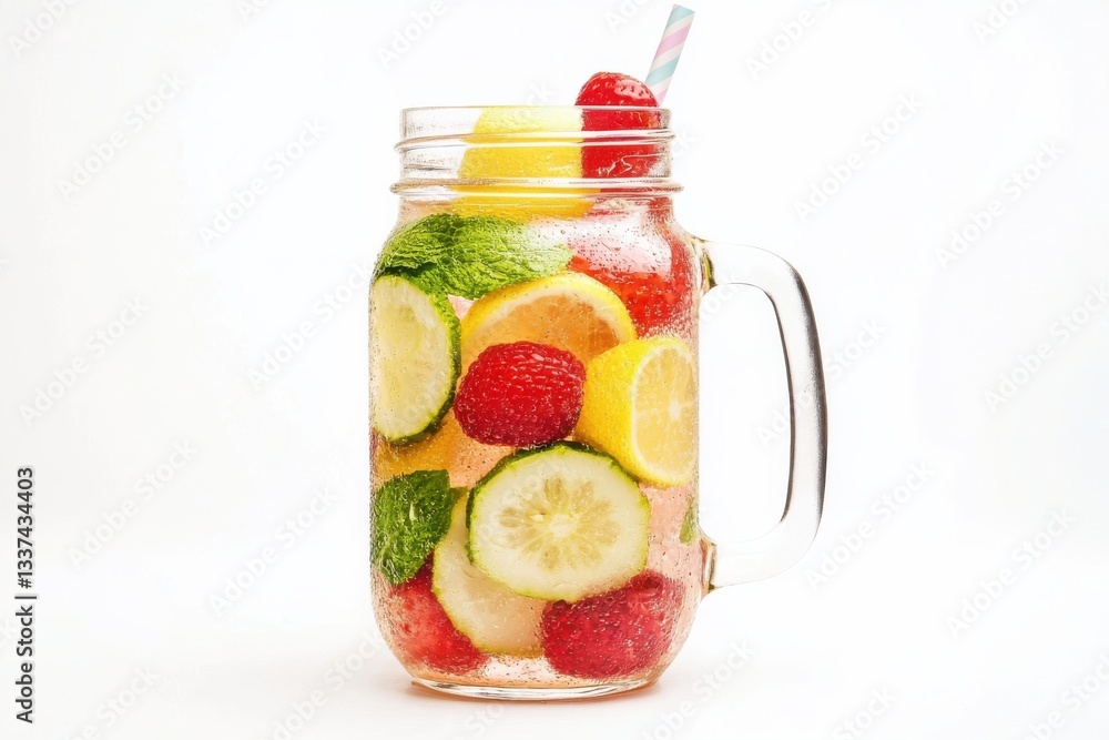 Refreshing infused water in a mason jar for healthy hydration Refreshing infused water in a mason jar for healthy hydration