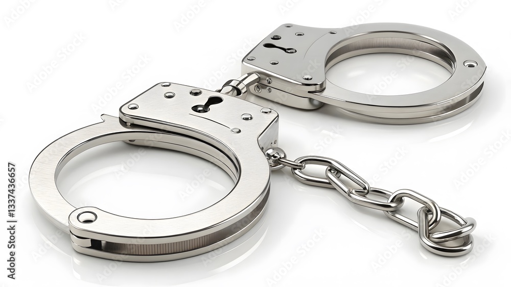 Photorealistic Metal Handcuffs Shiny Silver Restraints Close-Up V8 Photorealistic Metal Handcuffs Shiny Silver Restraints Close-Up V8