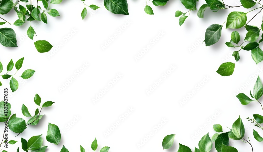 Fresh green leaves frame on white background (10) Fresh green leaves frame on white background (10)