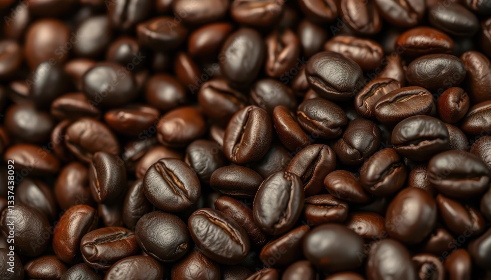 Dark roasted espresso beans close-up, showcasing rich brown color and oily sheen, robusta, texture Dark roasted espresso beans close-up, showcasing rich brown color and oily sheen, robusta, texture