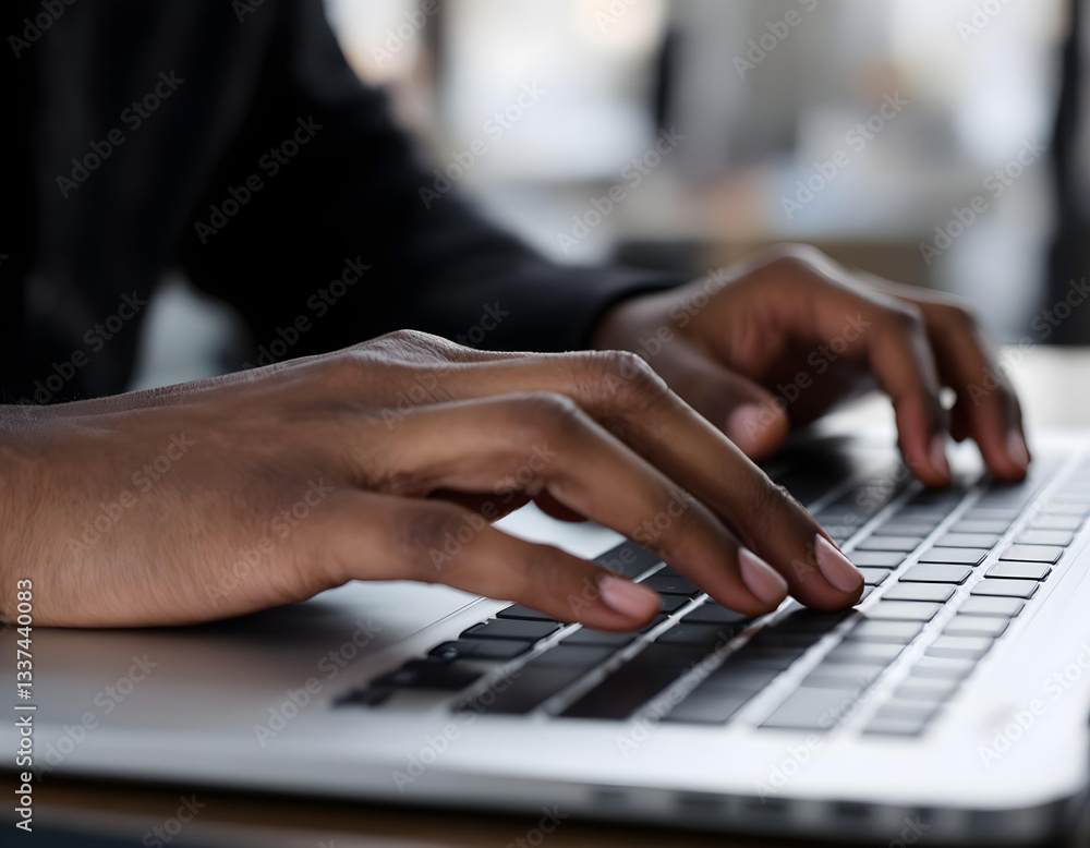 Close-up of hands typing on a laptop keyboard Close-up of hands typing on a laptop keyboard