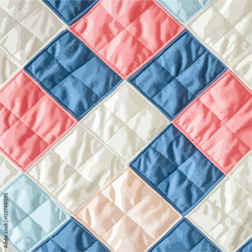Handstitched Quilt with Diamond Pattern Close-up