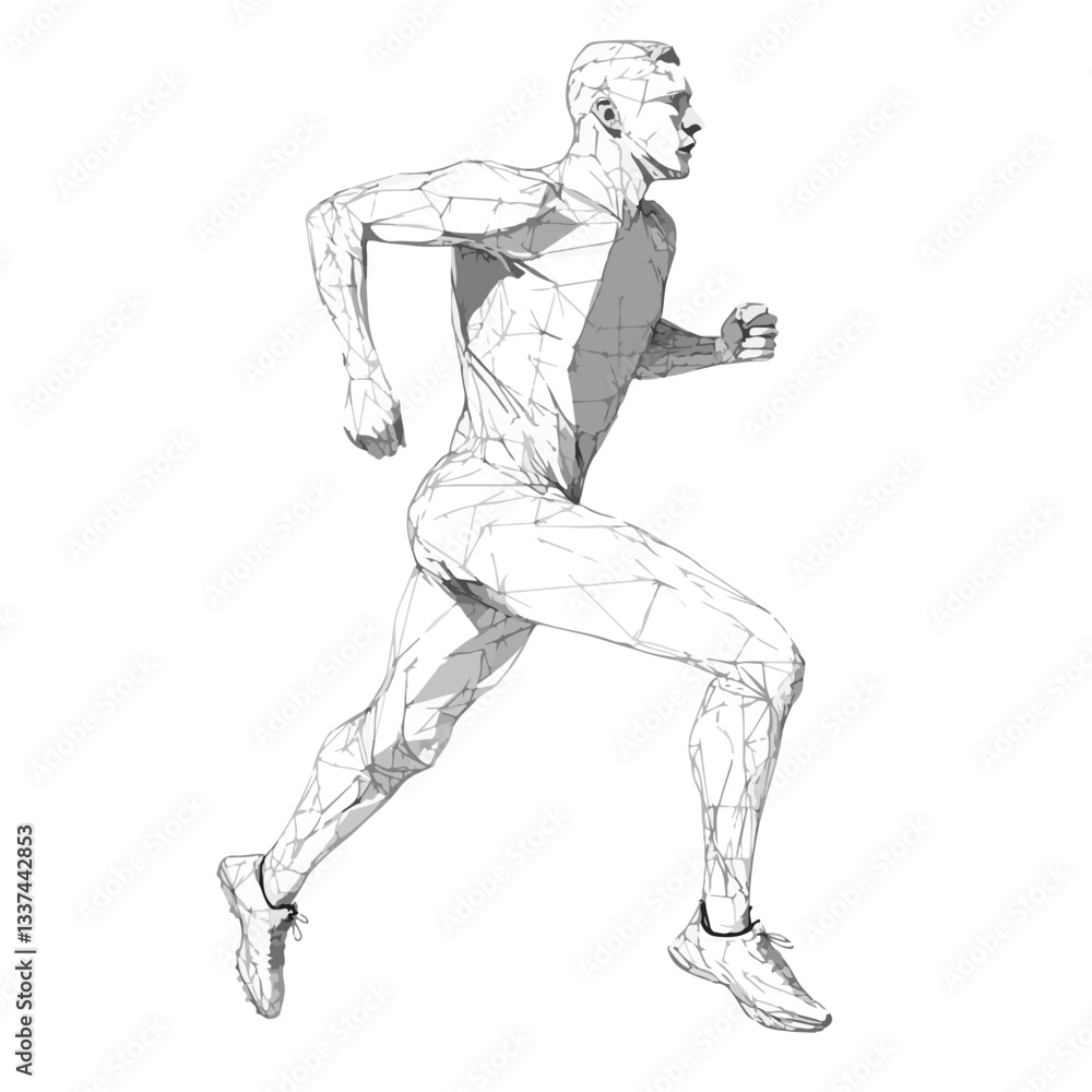 Fototapeta premium Dynamic Athlete Running Closeup Sports Back EPS Image