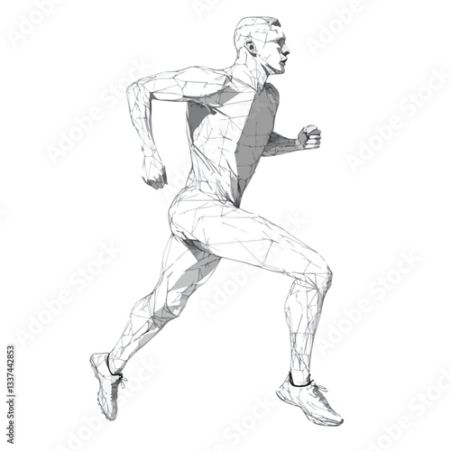Dynamic Athlete Running Closeup Sports Back EPS Image