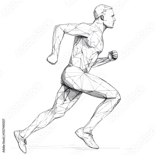 Dynamic Athlete Running Closeup Sports Back EPS Image