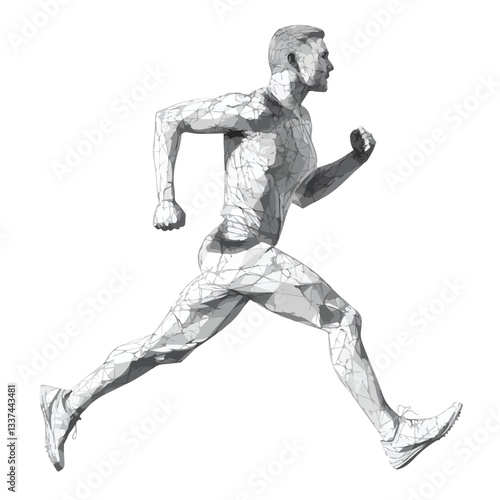 Dynamic Athlete Running Closeup Sports Back EPS Image