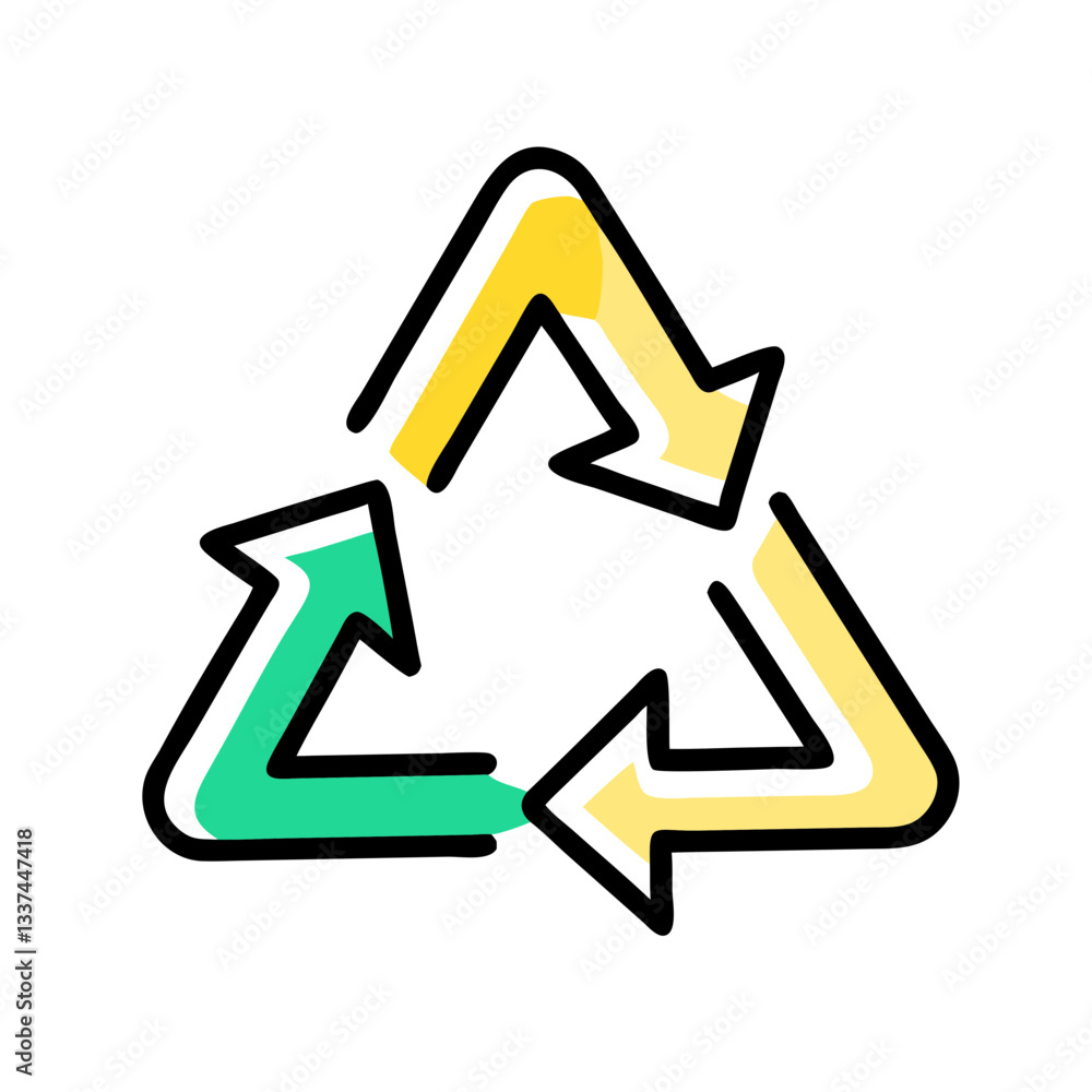 Recycled paper symbol icon, waste with circle design and arrows, social responsibility concept Recycled paper symbol icon, waste with circle design and arrows, social responsibility concept