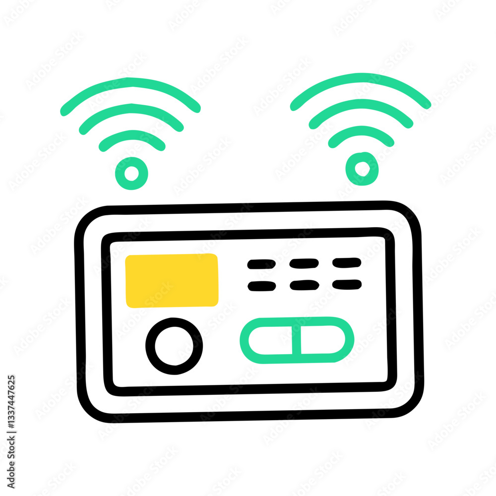 Smart thermostat icon showing wireless connection and modern design, green technology concept, eco-standard support Smart thermostat icon showing wireless connection and modern design, green technology concept, eco-standard support