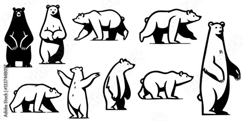 Vector polar bears silhouettes