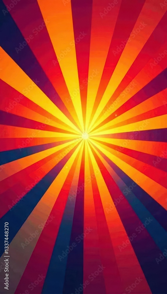 Obraz premium Vibrant sunburst, radiating stripes in warm hues, effect, glow