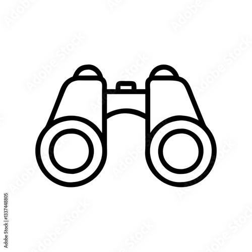 Binoculars illustration in black and white, minimalist design for exploration and outdoor activities