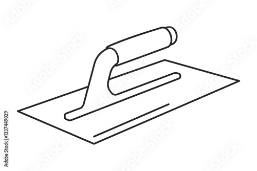 Realistic trowel or scraper used for drywall or plastering outline vector icon