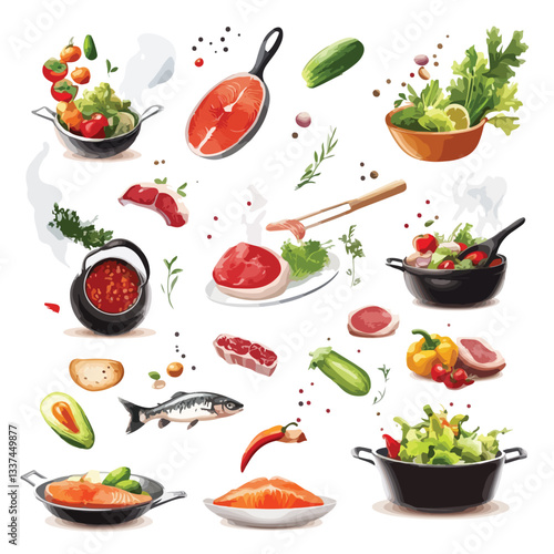 Realistic 3D Cooking Scenes with Food and Kitchenware