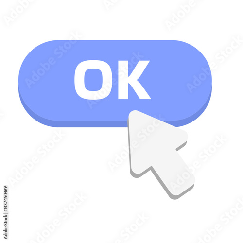 Blue ok button with with cursor