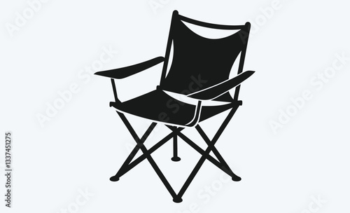 Camping chair silhouette vector, black folding chair illustration
