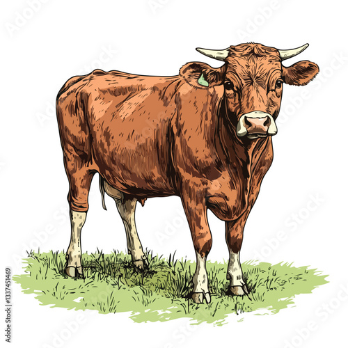 Full Body Cow Vector Illustration for Farm and Animals