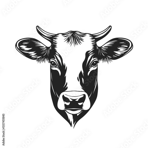 Cow Head Face Logo Vector Illustration for Farm Pet