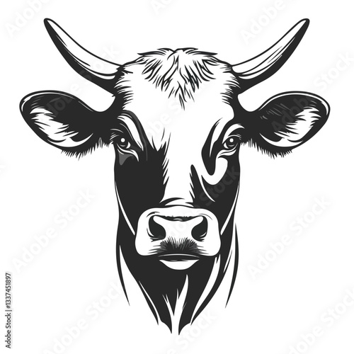 Cow Head Face Logo Vector Illustration for Farm Pet