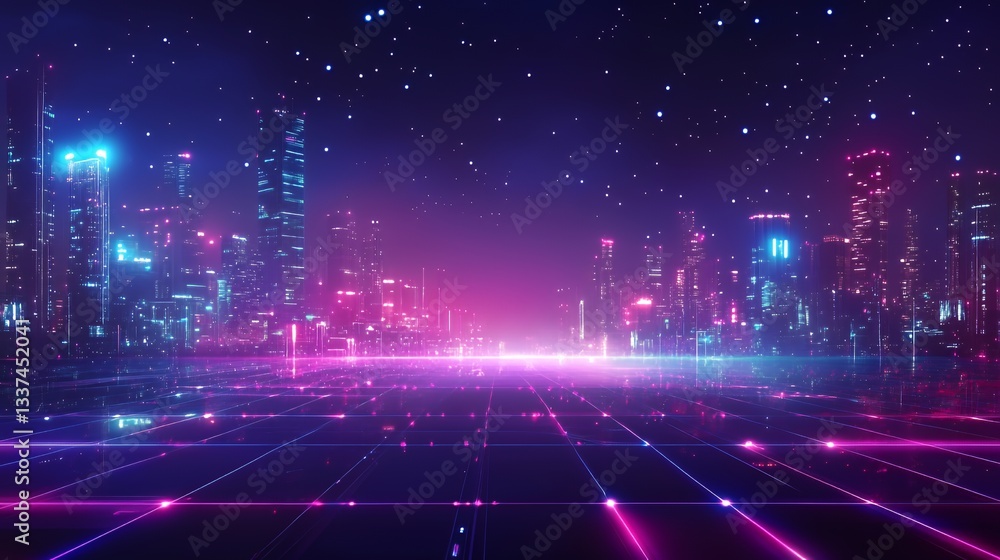 Futuristic Cityscape Neon Lights Glowing Night Skyline Futuristic Cityscape Neon Lights Glowing Night Skyline