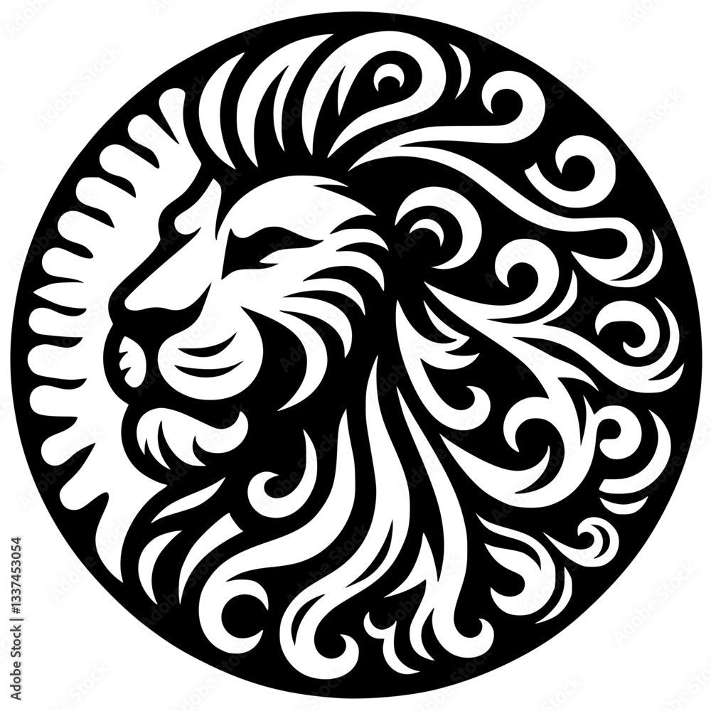 Obraz premium Elegant lion logo silhouette