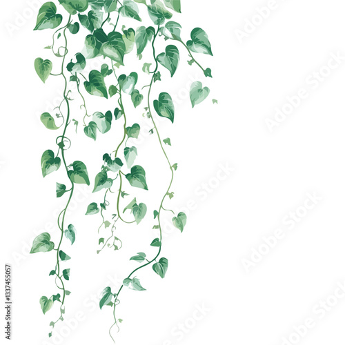 Green Liana Creeper Plant Garland Border for Creative Projects