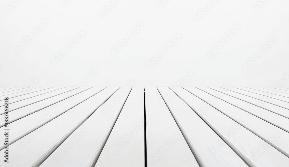 Clean white wooden planks, perspective view Clean white wooden planks, perspective view