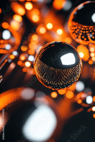 Orange glowing spheres abstract background