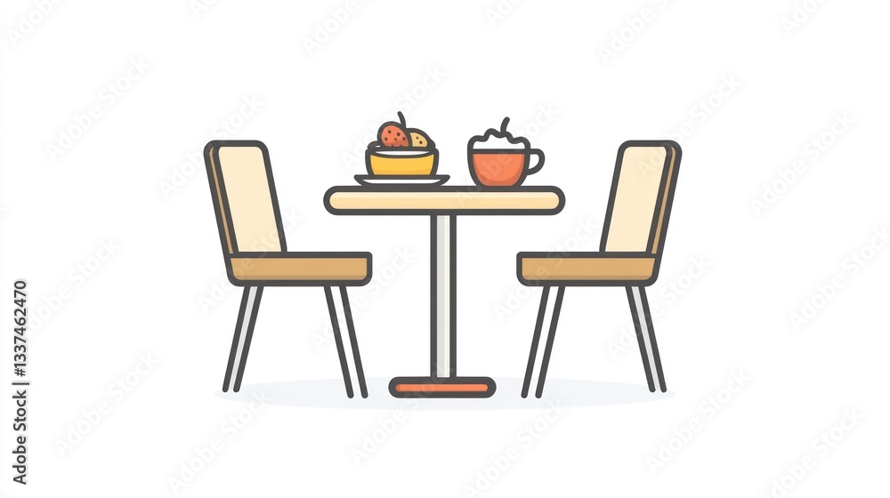 Fototapeta premium Simple Cafe Table with Fruit and Drink