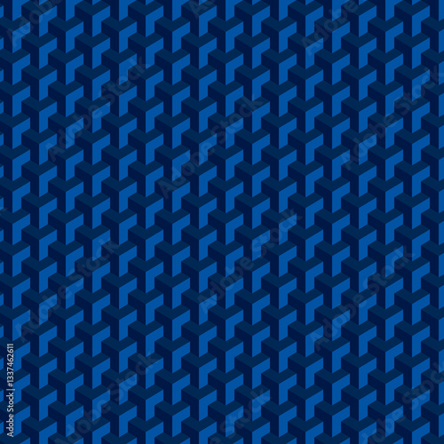Geometric blue pattern with three-dimensional cubes on a dark background