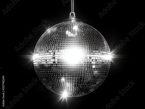 Bright disco ball with strong reflections