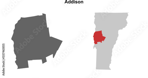 Addison County (Vermont) blank outline map set