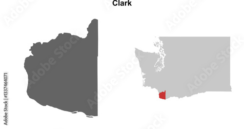 Clark County (Washington) blank outline map set
