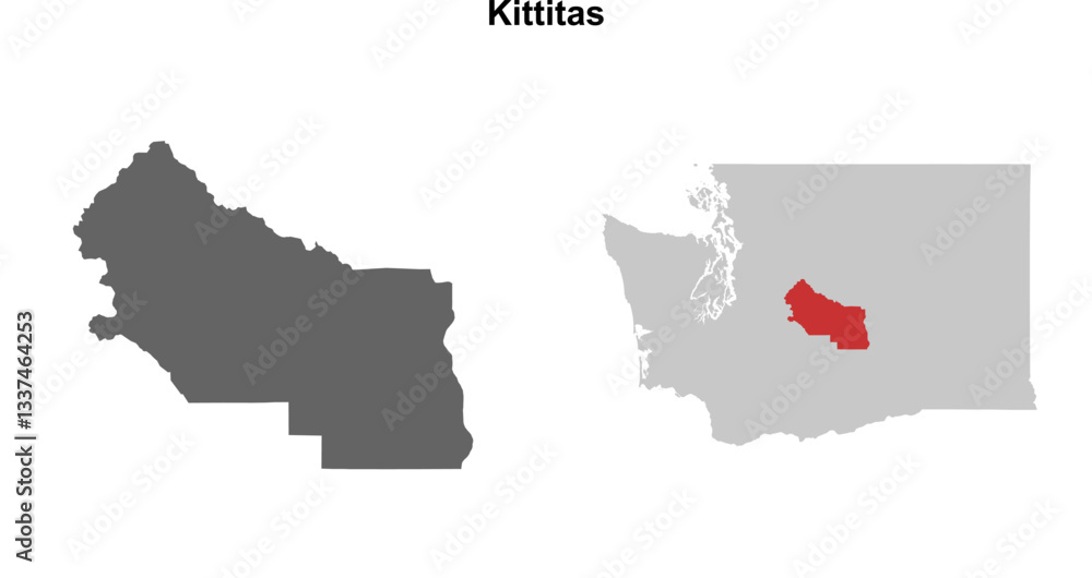 Kittitas County (Washington) blank outline map set Kittitas County (Washington) blank outline map set