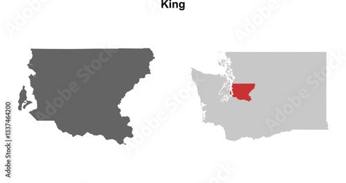 King County (Washington) blank outline map set