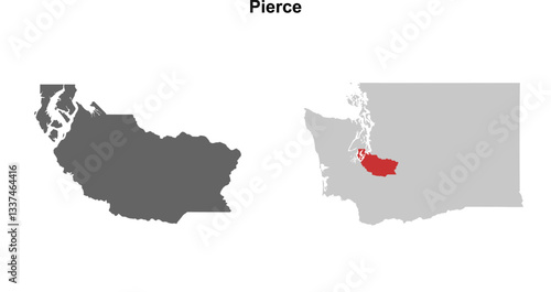 Pierce County (Washington) blank outline map set