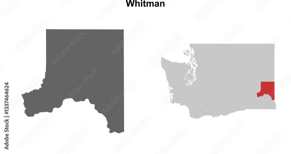 Whitman County (Washington) blank outline map set Whitman County (Washington) blank outline map set