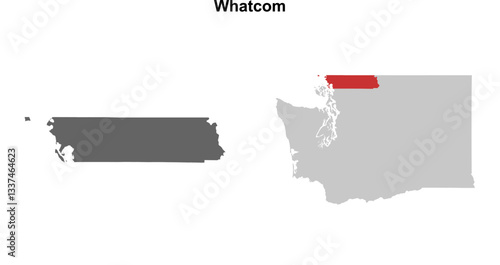 Whatcom County (Washington) blank outline map set